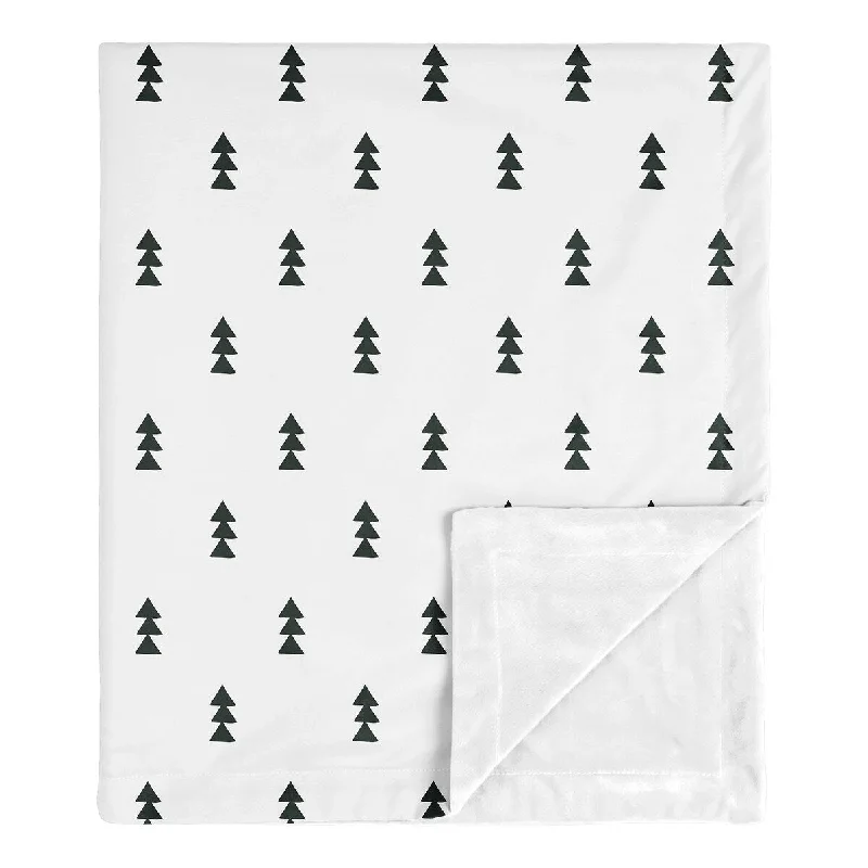 Black White Triangle Boy Baby Receiving Security Swaddle Blanket - Woodland Forest Tree for Bear Mountain Watercolor Collection