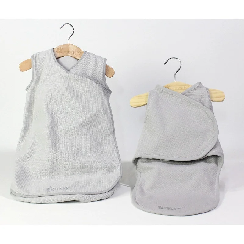 Candide Grey Baby Luxury Swaddling Blanket and Infant Sleeper Bag Bundle