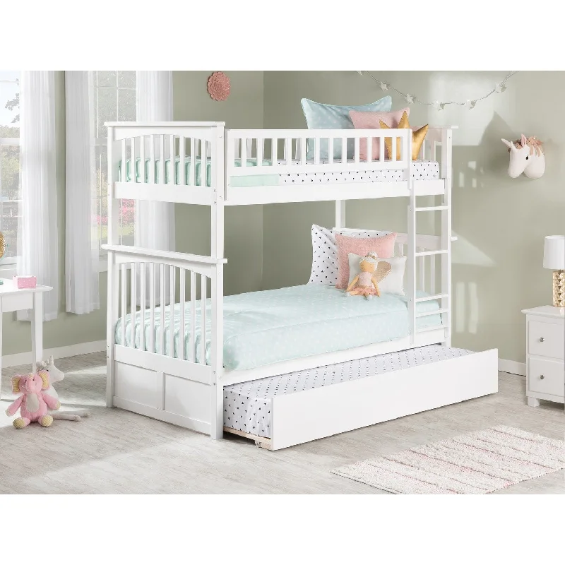 Columbia Twin over Twin Bunk Bed with Twin Trundle in White