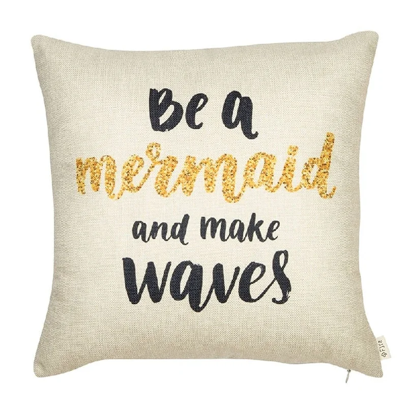 Cotton Linen Pillow Case Be a Mermaid and Make Wave 18 x 18