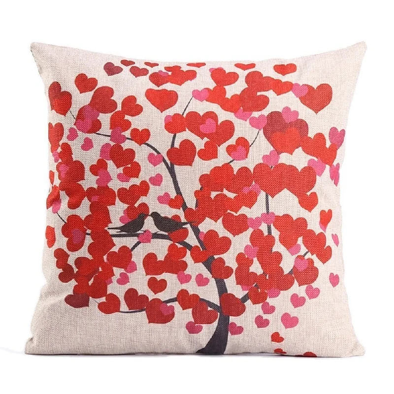 Cotton Linen Pillow Case Heart Tree 18 x 18