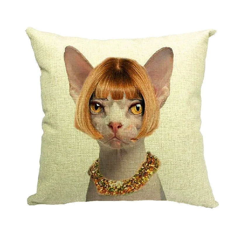 Cotton Linen Pillowcase Vogue Cat 18 x 18