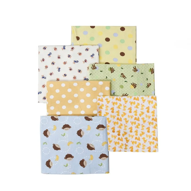 Cozy Line 6-Pack Pink Blue Yellow Green Duck Monkey Bear Sports Dot Boy Girl Unisex Baby Cotton Flannel Receiving Blankets