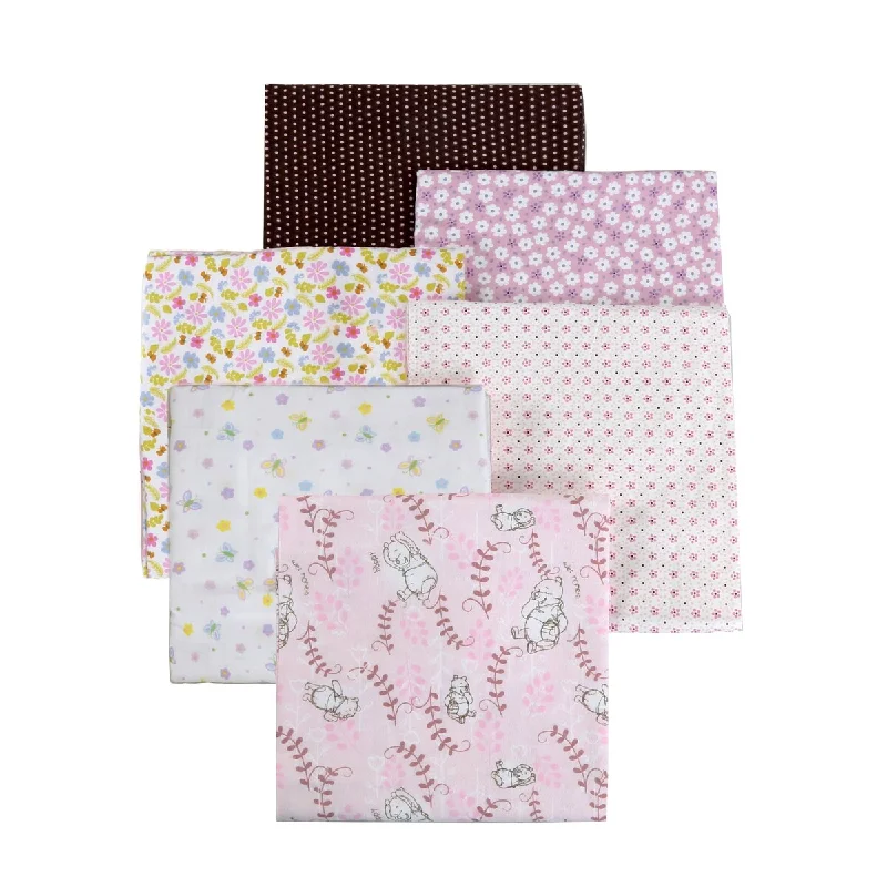 Cozy Line 6-Pack Pink Brown Green Dot Stripe Sports Animal Floral Baby Girl Boy Unisex Cotton Flannel Receiving Blankets