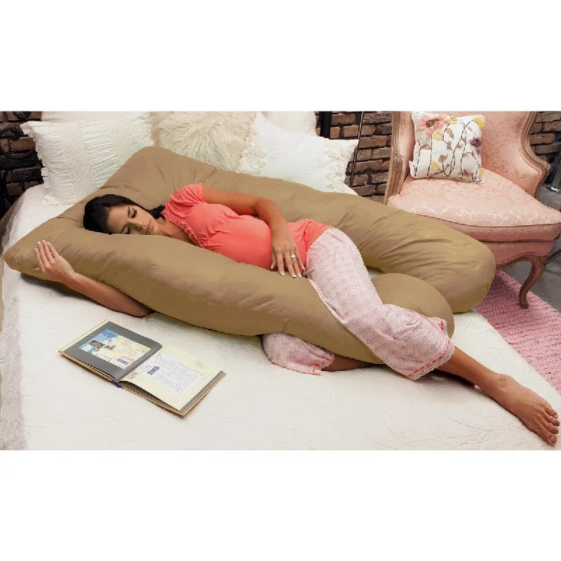 Cozy U Shaped Full Body Sleeping Pillow with Zipper Cover - Copper