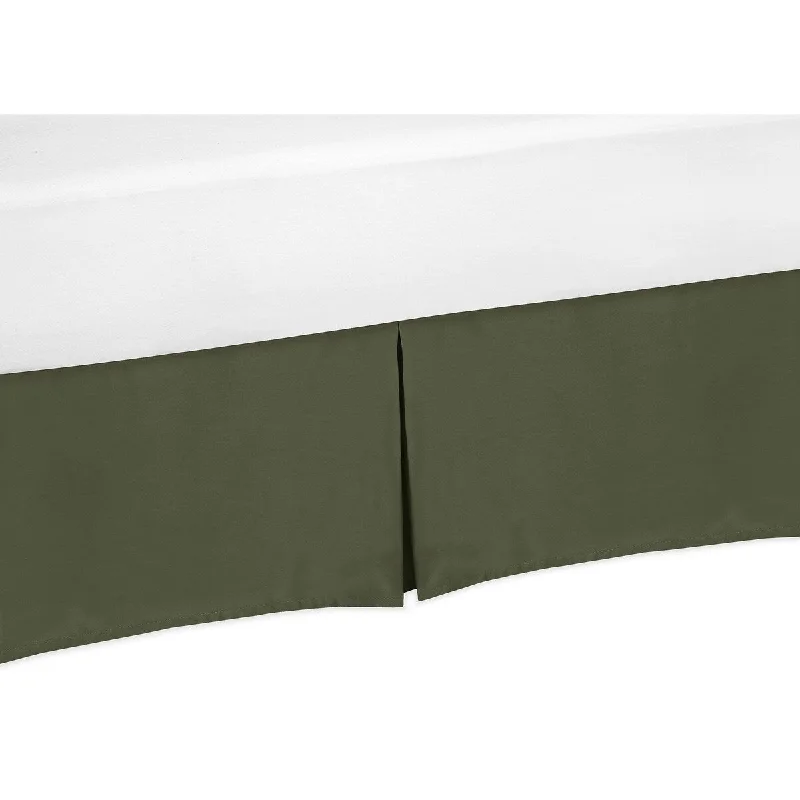 Dark Green Boy Crib Bed Skirt for Woodland Camo Collecton - Solid Color Hunter Forest Olive for Rustic Deer