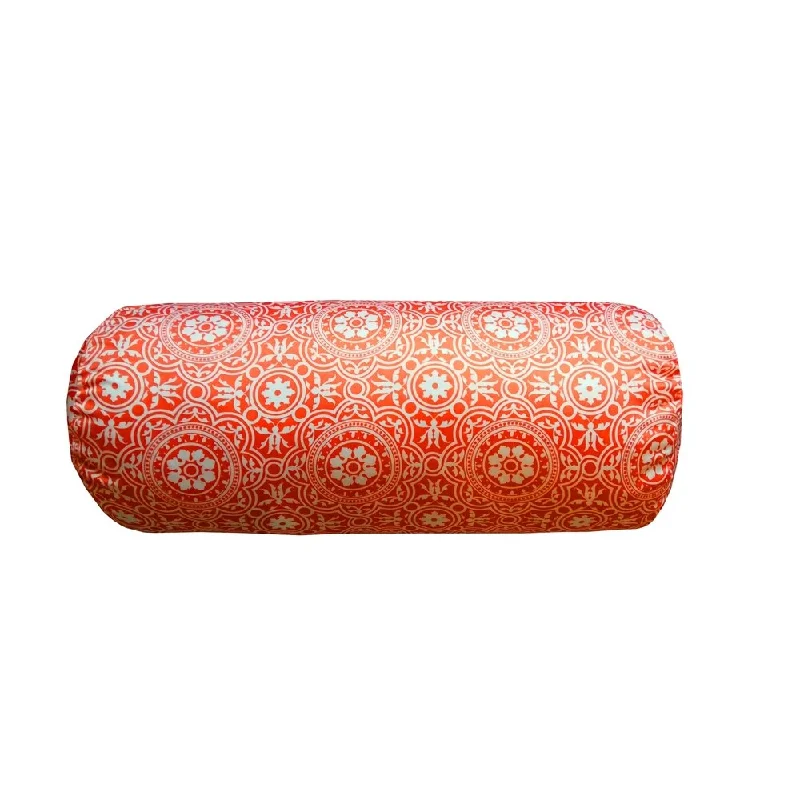 Decorative Voyagers Byzantine Collection Coral Floral Neck Roll Pillow - Orange