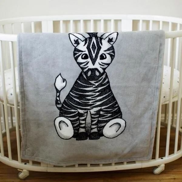 Denali Baby Zebra Sterling/Zebra 30"x36" Micro Plush Blanket