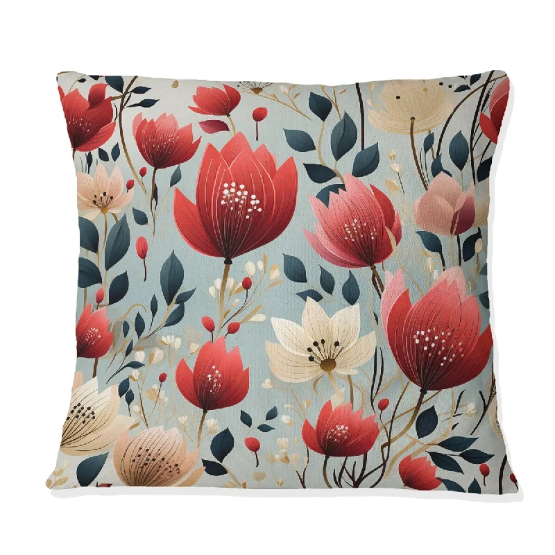 Designart "Artistic Essence Floral Pattern XI" Floral Printed Throw Pillow