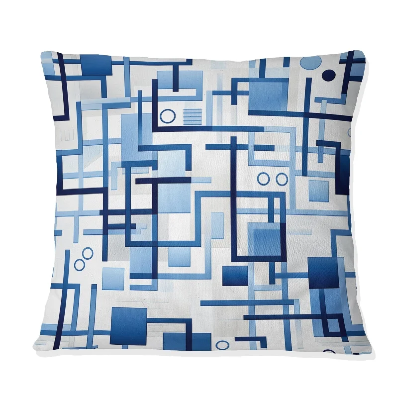 Designart "Blue Geometric Matrix Fantasy" Geometric Printed Throw Pillow