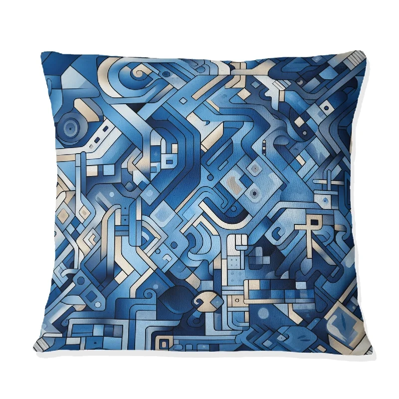 Designart "Boho Cobalt Tessellations Geometric" Geometric Printed Throw Pillow