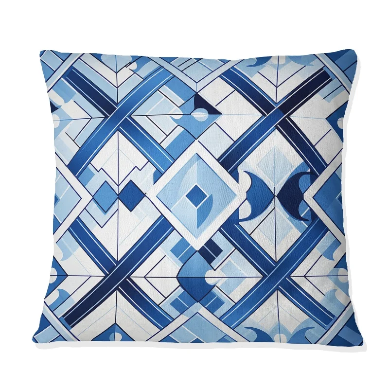 Designart "Coastal Cobalt Blue Mosaic I" Geometric Printed Throw Pillow