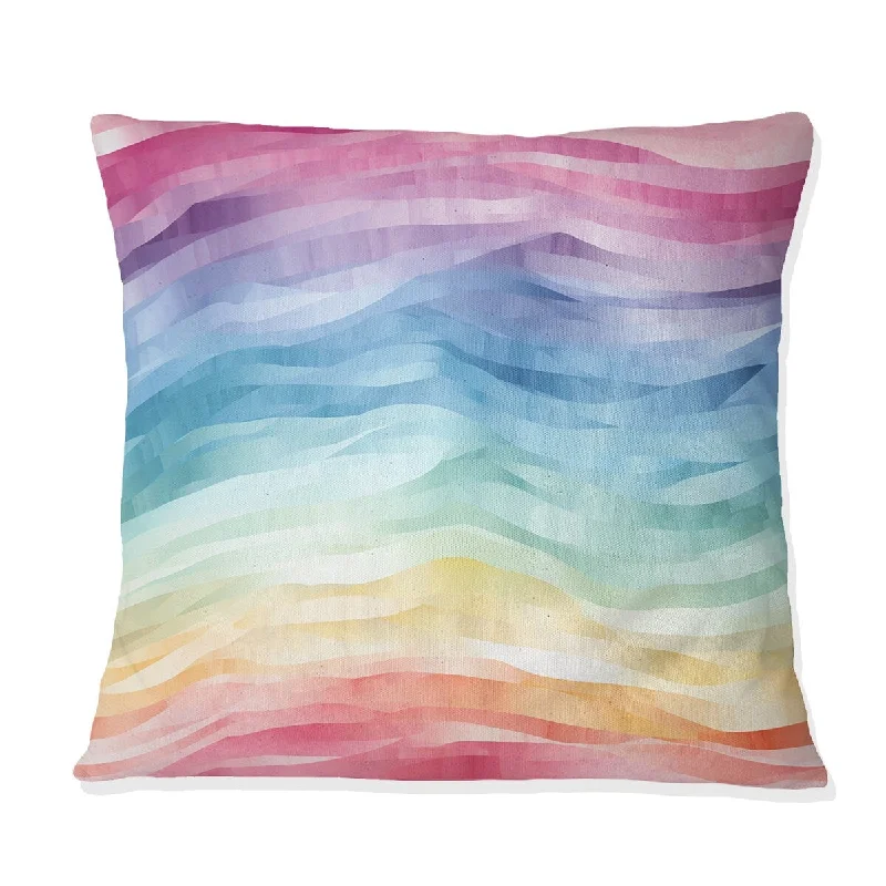 Designart "Colorful Watercolor Illusion Stripe Pattern" Geometric Printed Throw Pillow