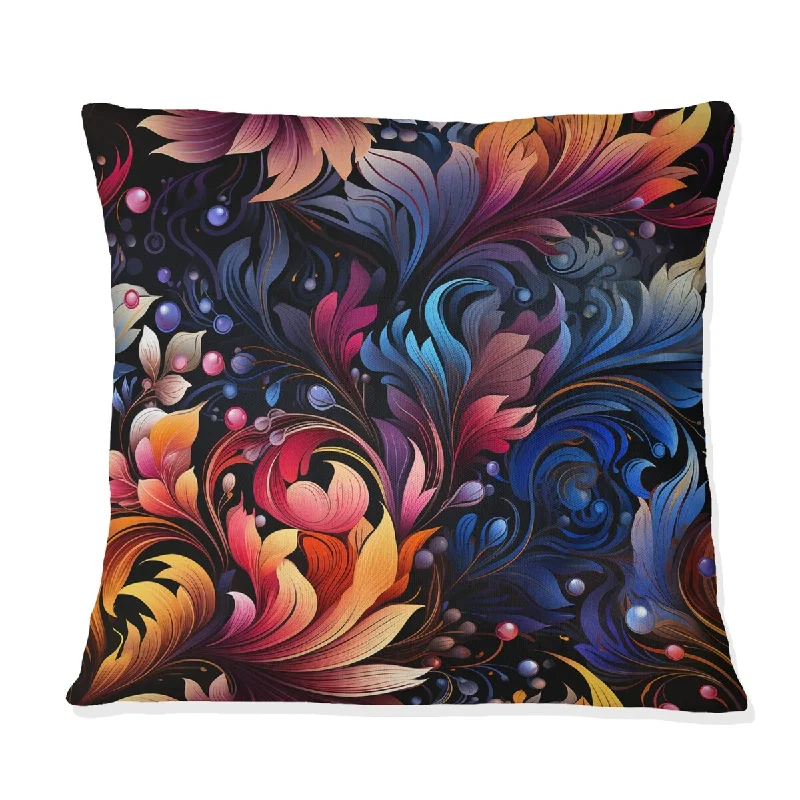 Designart "Cosmic Feather Botanics Mystique" Floral Printed Throw Pillow