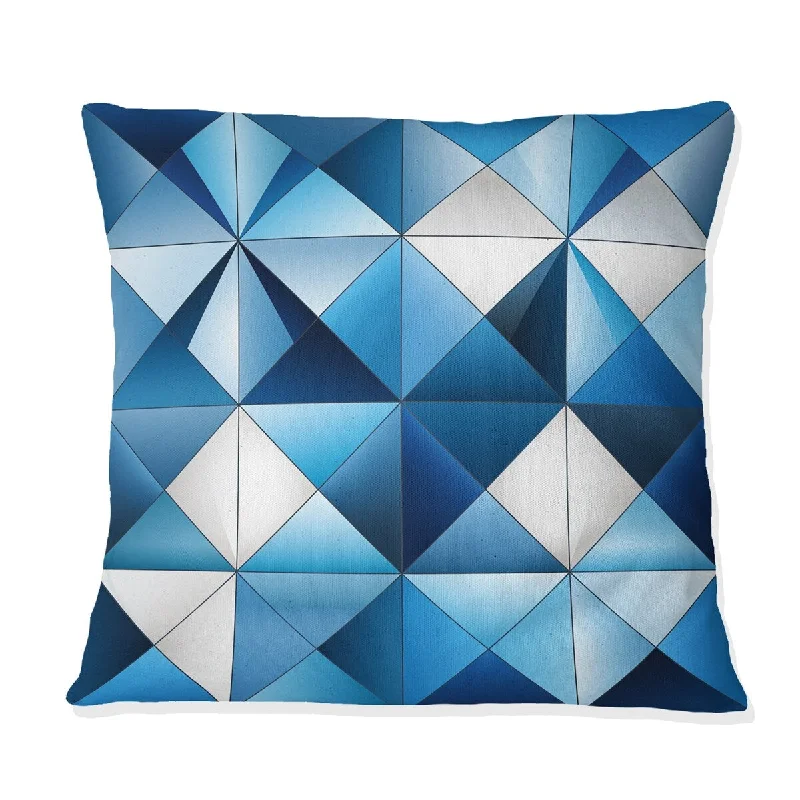 Designart "Deep Cobalt Blue Symmetry Cubes I" Geometric Printed Throw Pillow