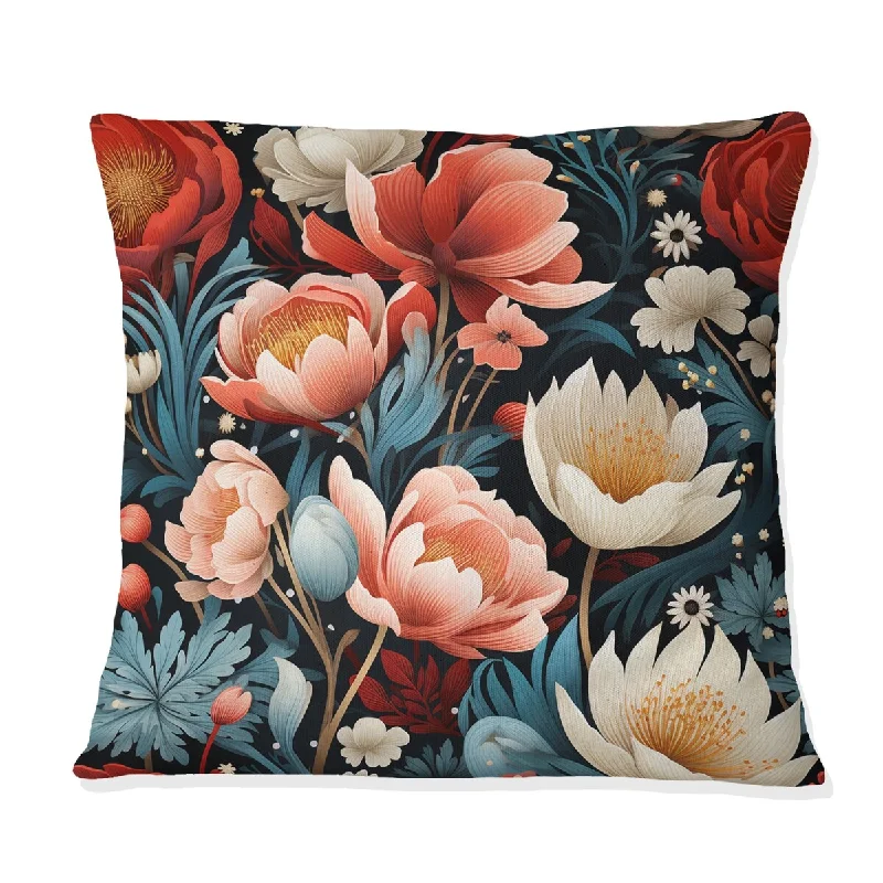 Designart "Elegant White Country Blossum Charm I" Floral Printed Throw Pillow