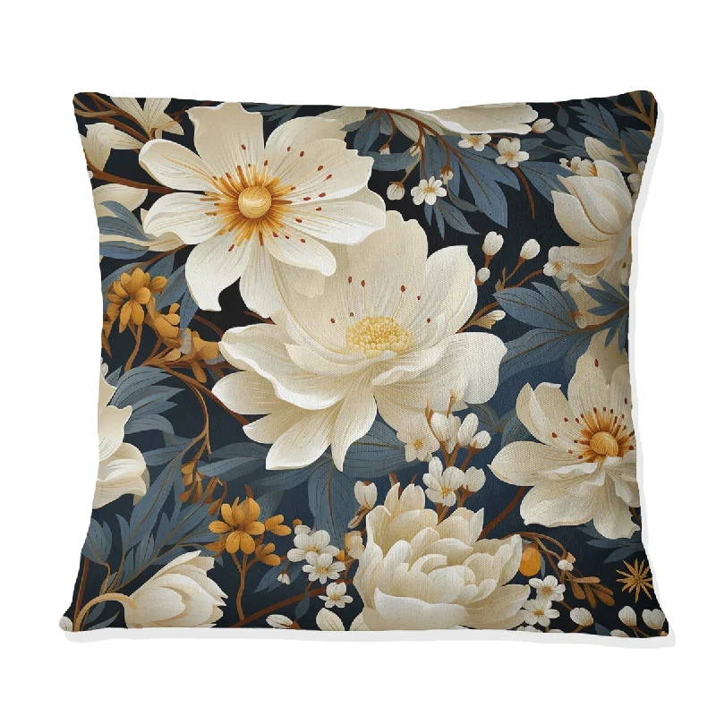 Designart "French Romance Beige Floral Pattern I" Floral Printed Throw Pillow