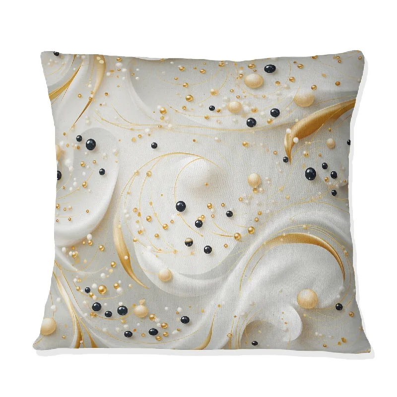 Designart "Glamorous Gold And White Marble Pearl Opulence III" Marble Printed Throw Pillow