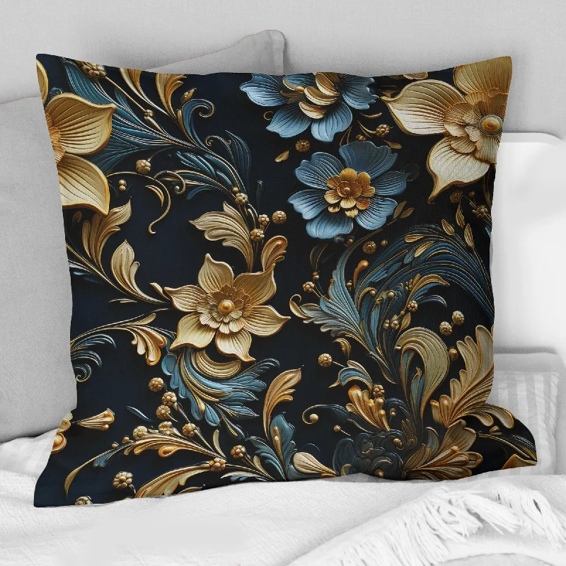 Designart "Golden Embellishments" Marble Printed Throw Pillow