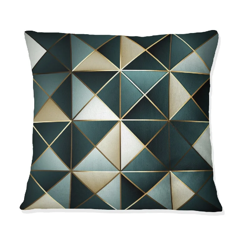 Designart "Green And Gold Geometric Chic Pattern I" Geometric Printed Throw Pillow