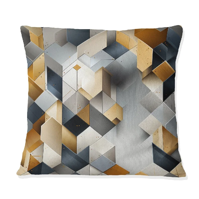 Designart "Grey Hexagons Dreams III" Geometric Printed Throw Pillow