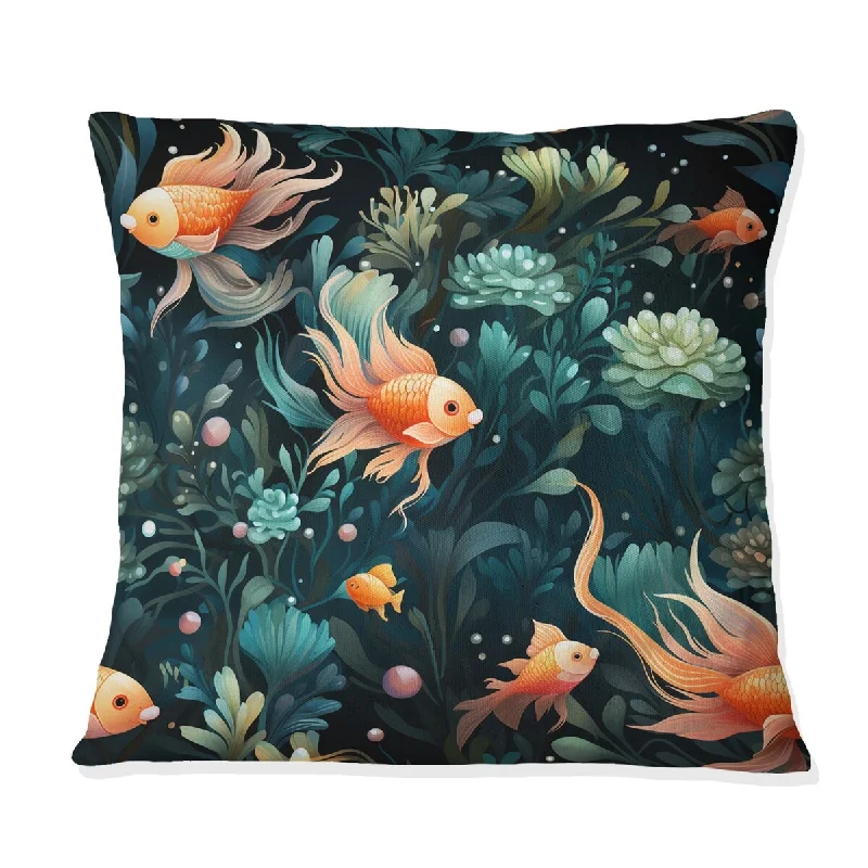 Designart "Magical Mermaid Lagoon For Children I" Animal Printed Throw Pillow