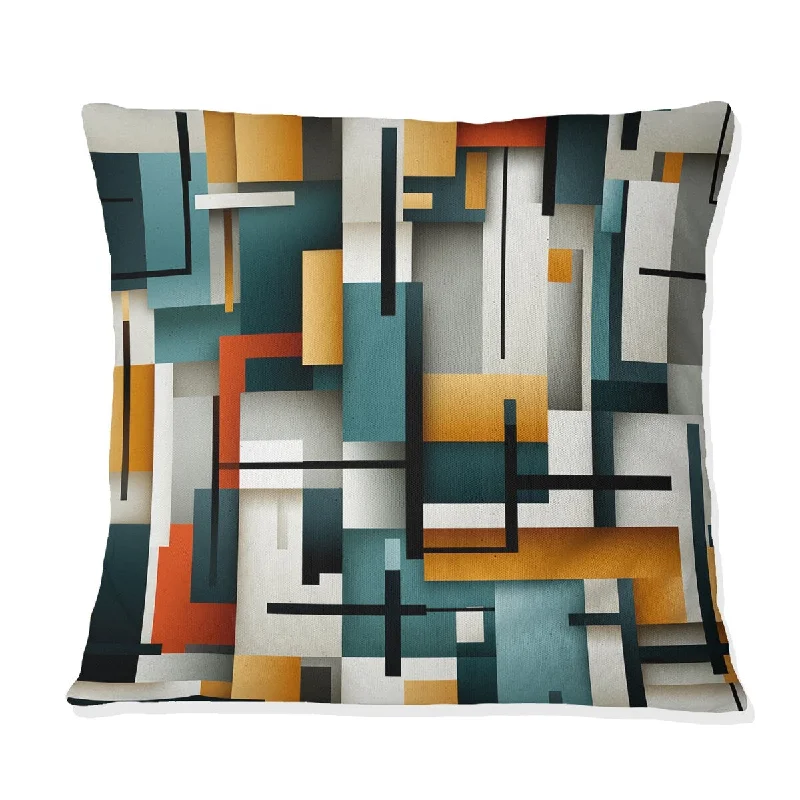 Designart "Metropolitan Cubic Geometric Patterns" Geometric Printed Throw Pillow