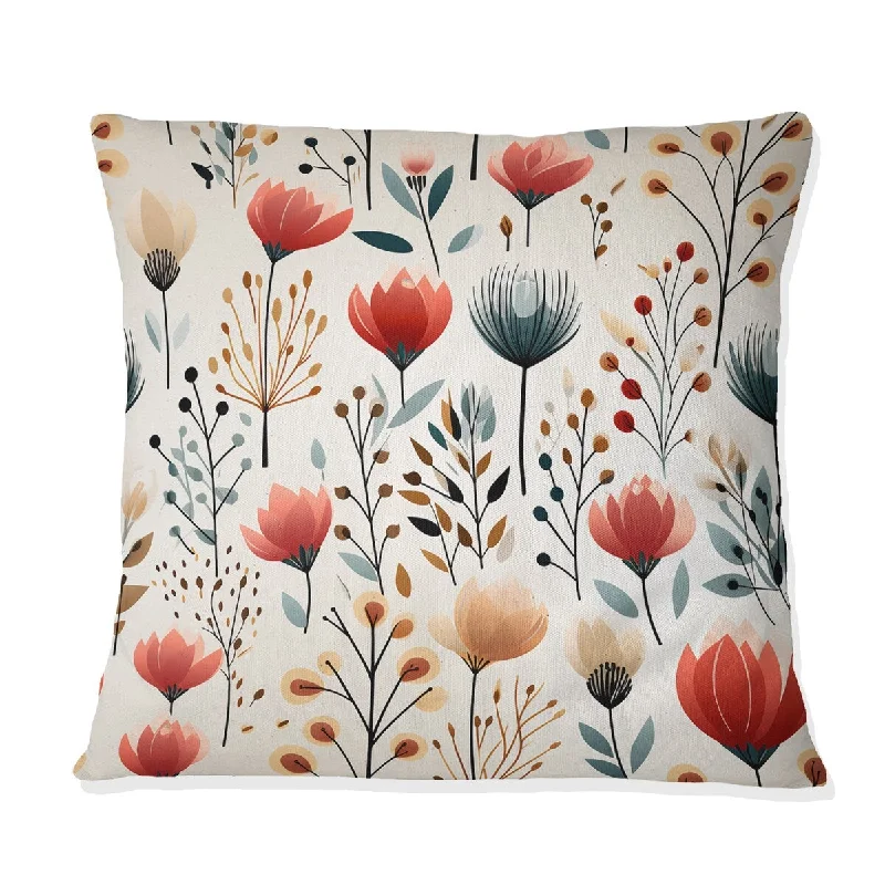 Designart "Minimalist Modern Charm Floral Botanics I" Floral Printed Throw Pillow