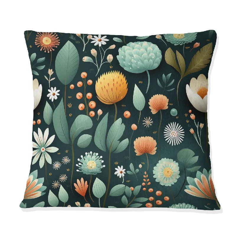 Designart "Mint Poppies Motifs II" Botanical Printed Throw Pillow