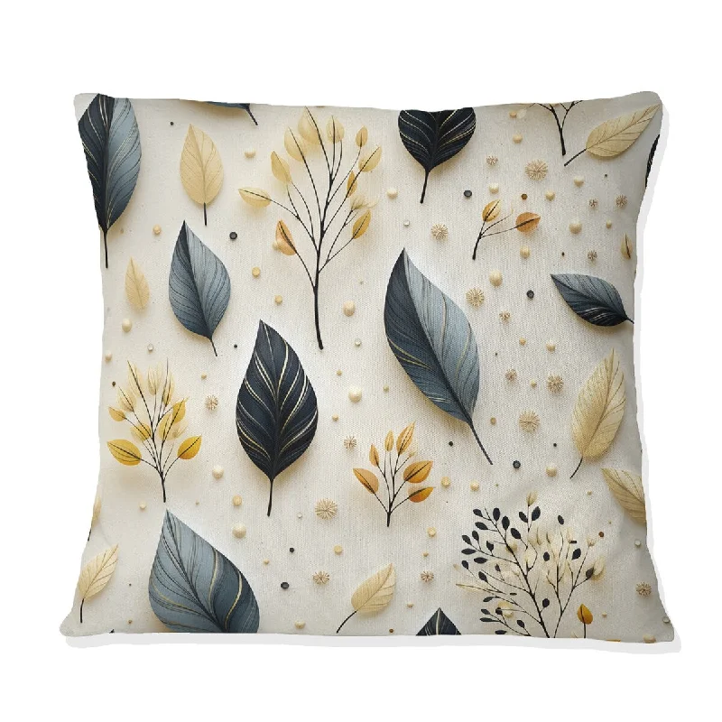 Designart "Modern Leaf Patterns" Plants Printed Throw Pillow