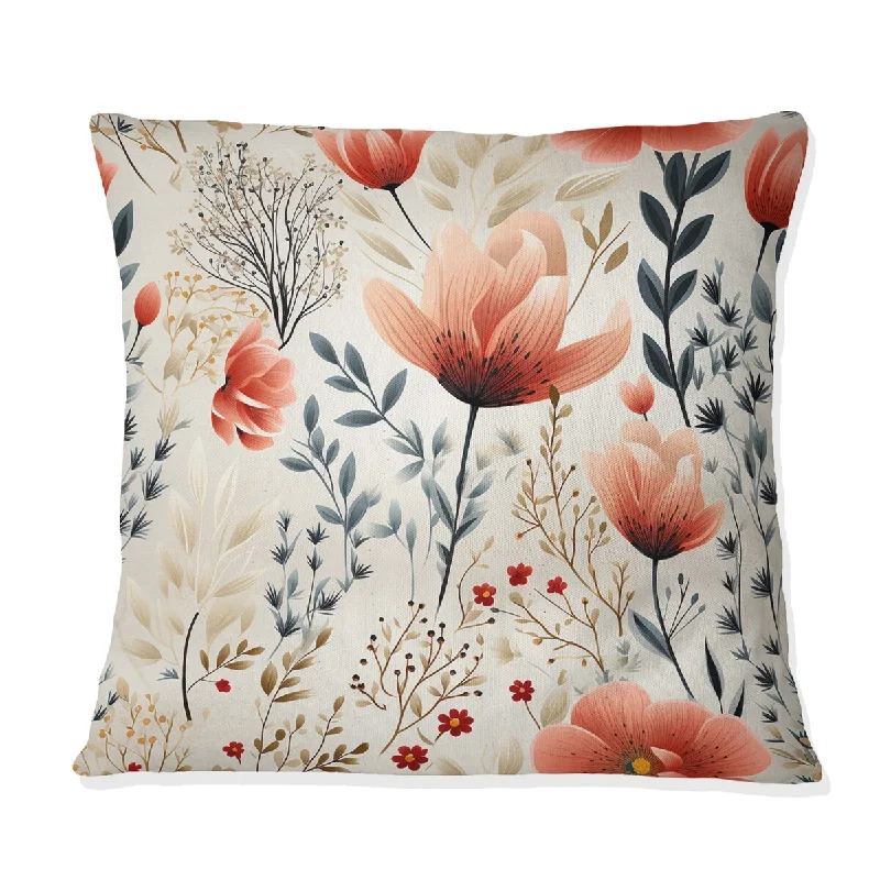 Designart "Neutral Foliage" Plants Printed Throw Pillow