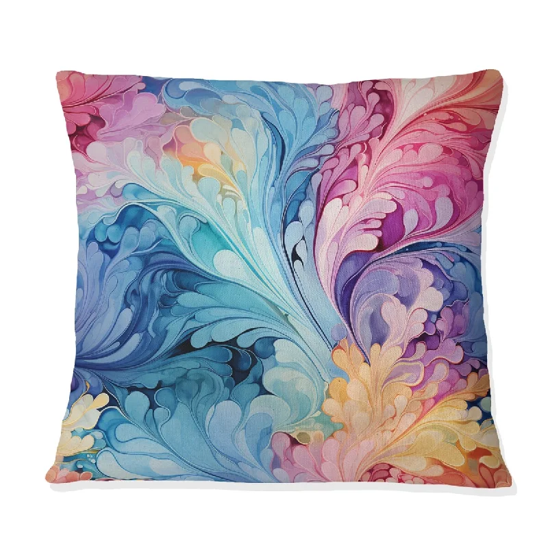 Designart "Pink And Blue Reverie Marble" Marble Printed Throw Pillow