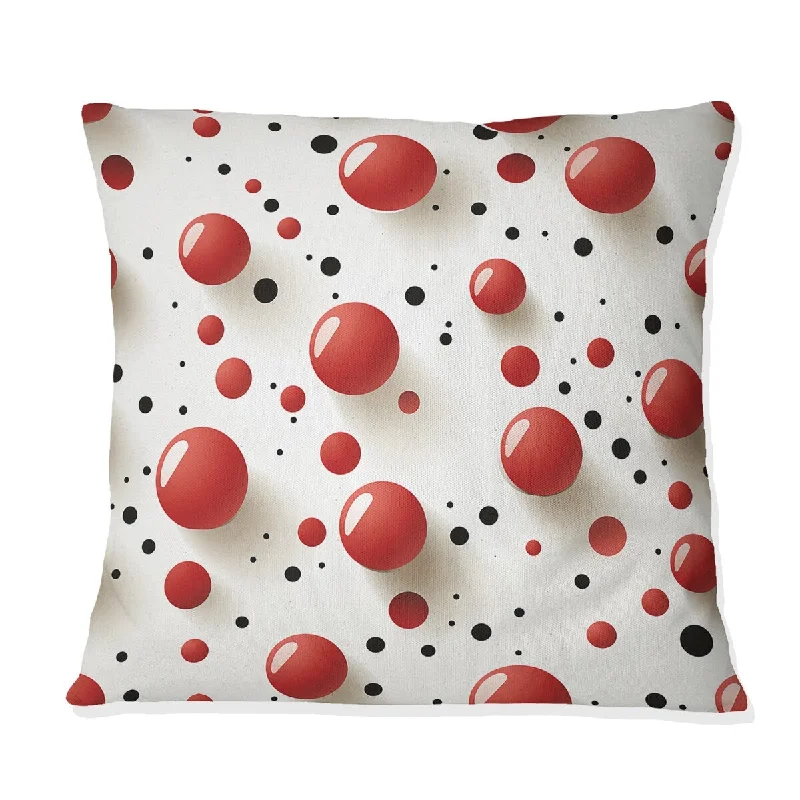 Designart "Red And White Polka Dots " Polka Dots Printed Throw Pillow