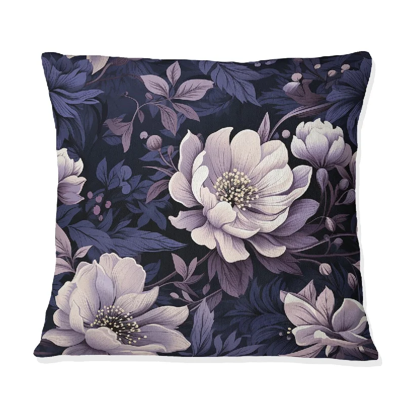 Designart "Shadowed Blossoms Moody Patterns II" Floral Printed Throw Pillow