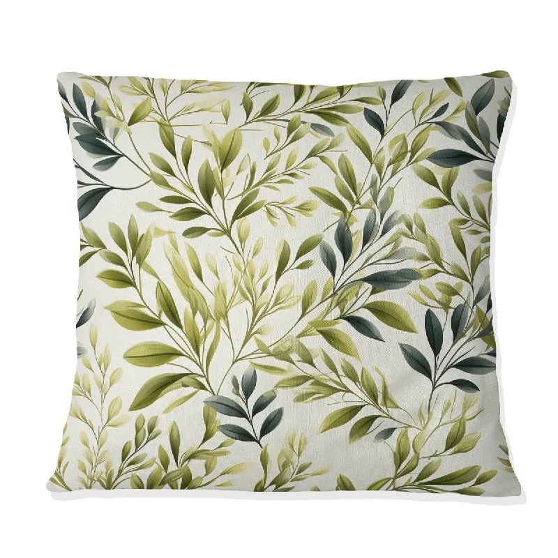 Designart "Tranquil Leaves II" Plants Printed Throw Pillow