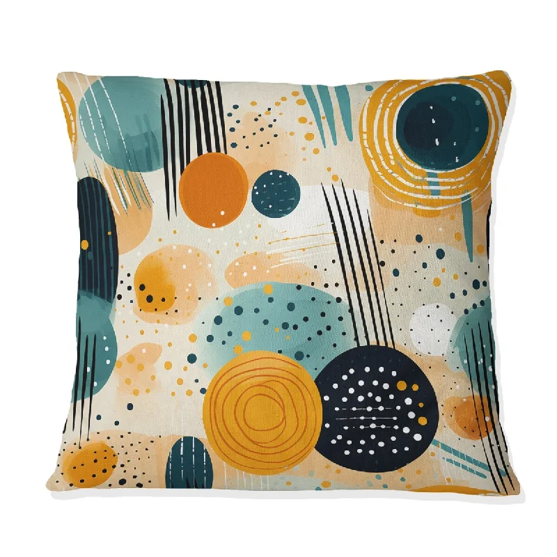 Designart "Yellow And Green Geometric Pattern IV" Geometric Printed Throw Pillow