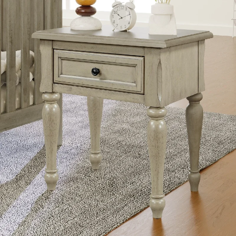 Exquisite Bedroom Bedside Table Dressing Table with 1 Drawer, Stone Gray Sofa Side Table Decorative Cabinet Tea Table