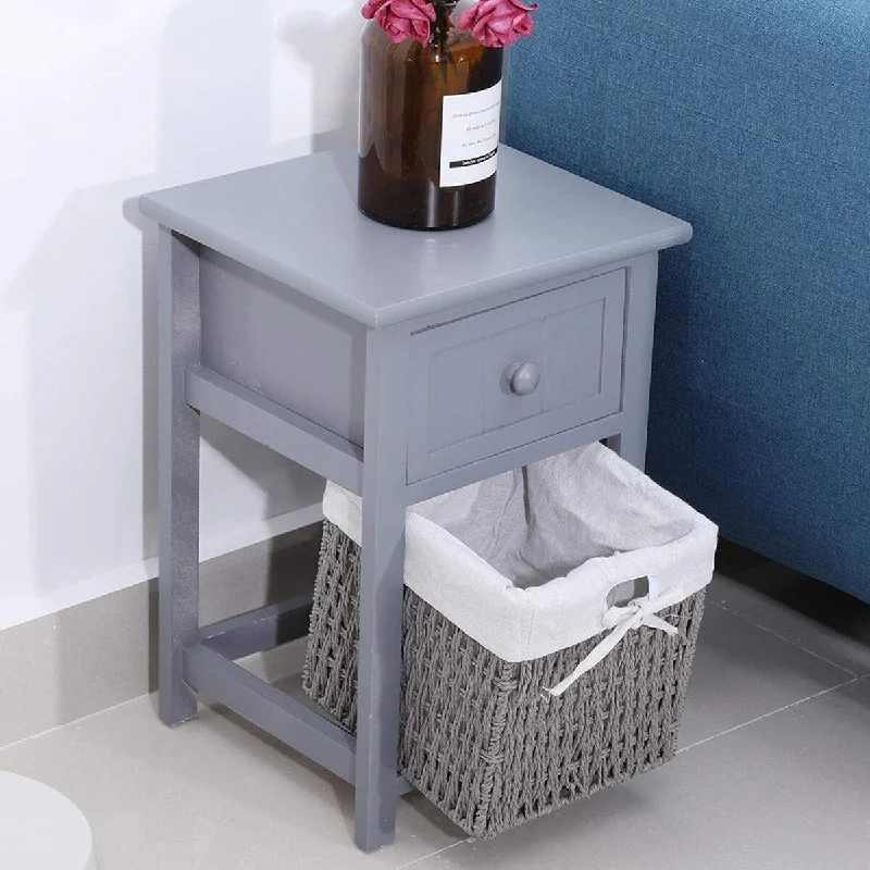 Exquisite Bedroom Cabinet Nightstand with Drawers and Storage Baskets, Side Table Storage Cabinet for Dormitory Living Room