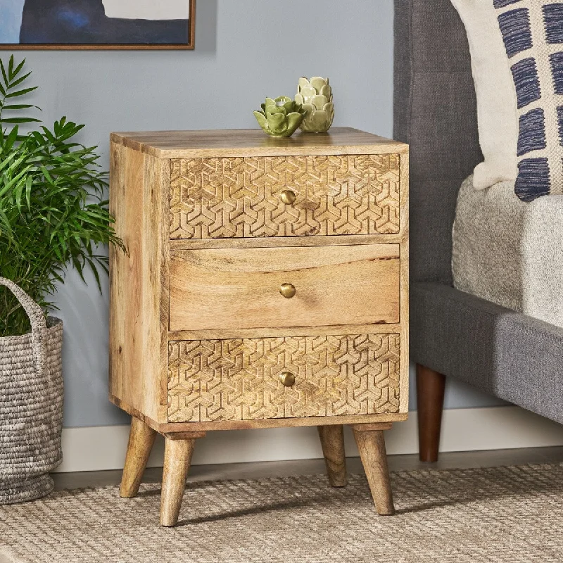 Featured Living Room Decorative Cabinet, Bedroom Nightstand with Three Drawers, Storage Cabinet, Sofa Side Table