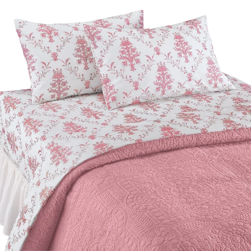 Floral Medallion Pattern Bed Sheet and Pillowcase Set