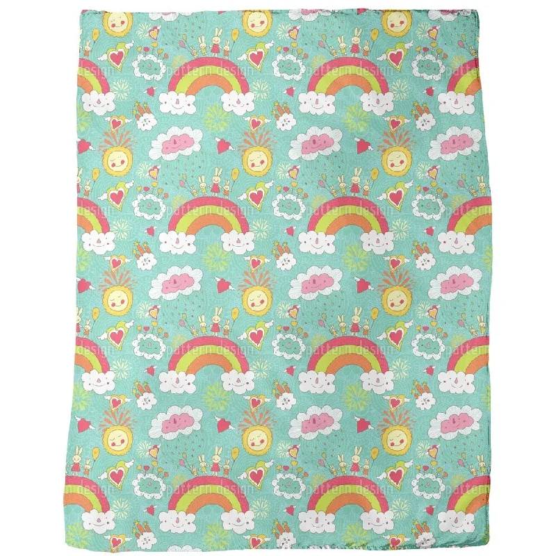 Mama Bunny and Her Children Fleece Blanket