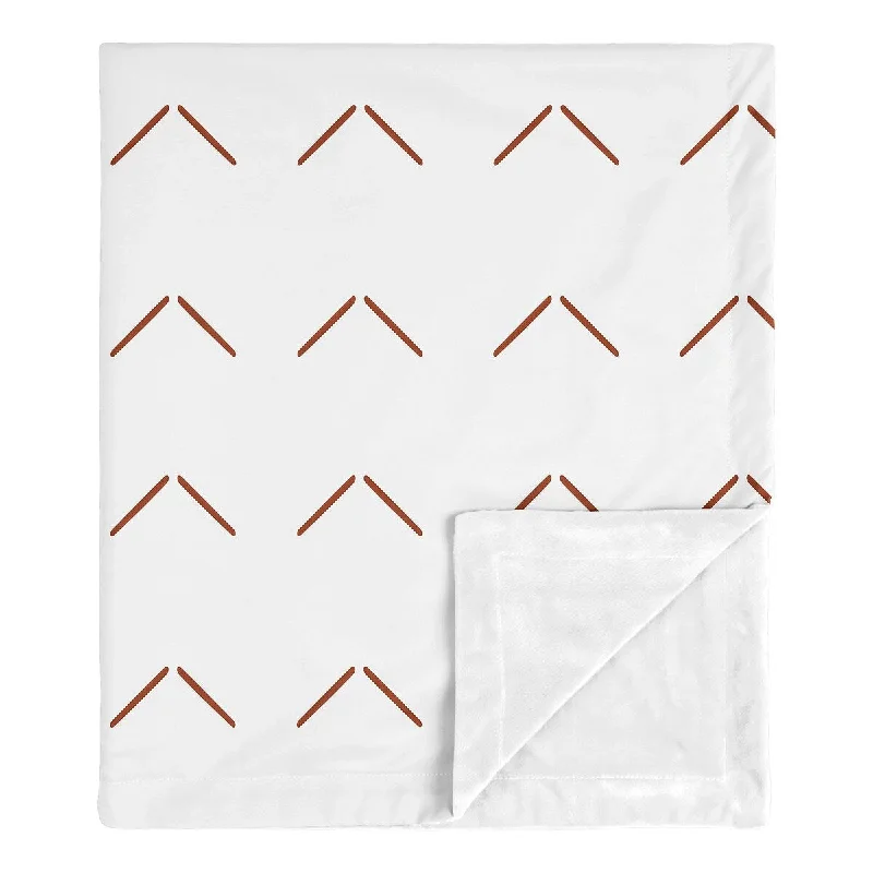 Orange Arrow Boy Girl Baby Receiving Security Swaddle Blanket - Rust White Chevron Geometric Herringbone for Mod Dino Dinosaur