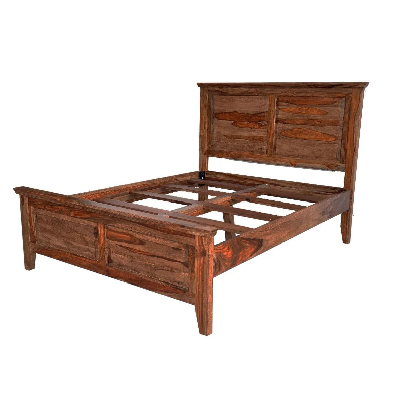 Porter Designs Sonora Traditional Solid Sheesham Wood Queen Bed, Harvest