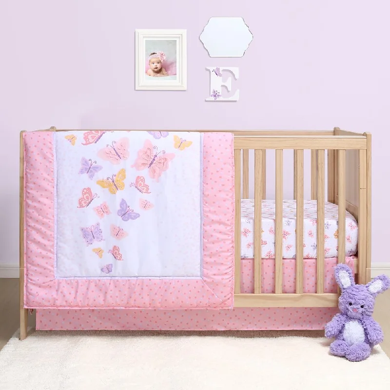 PS by The Peanutshell Butterfly 3-Pc Microfiber Crib Bedding Set