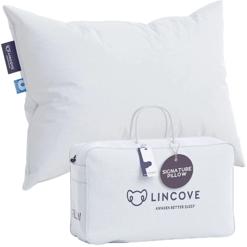 Signature 100% Natural Canadian White Down Luxury Sleeping Pillow - 800 Fill Power, 500 Thread Count Cotton Shell