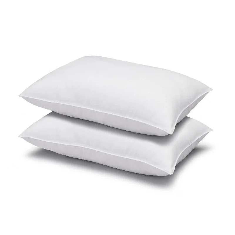 Signature Plush Soft Allergy-Resistant Down Alternative Stomach Sleeper Pillow, Set of 2 - Queen - White