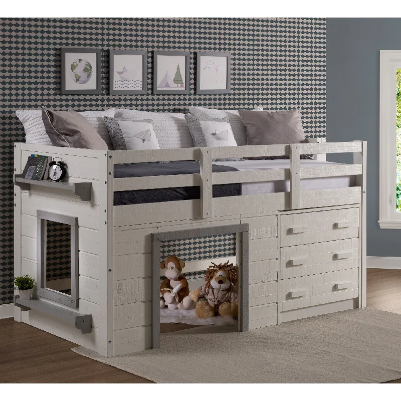 Sweet Dreams Twin-sized White/Grey Low Loft Bed