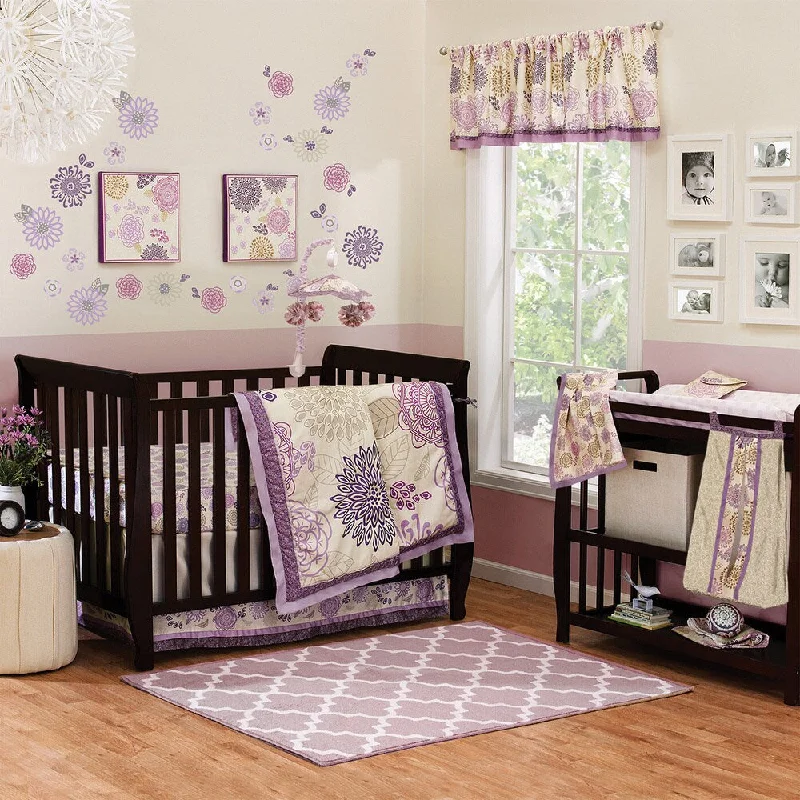 The Peanut Shell Dahlia 4-piece Girl Crib Bedding Set