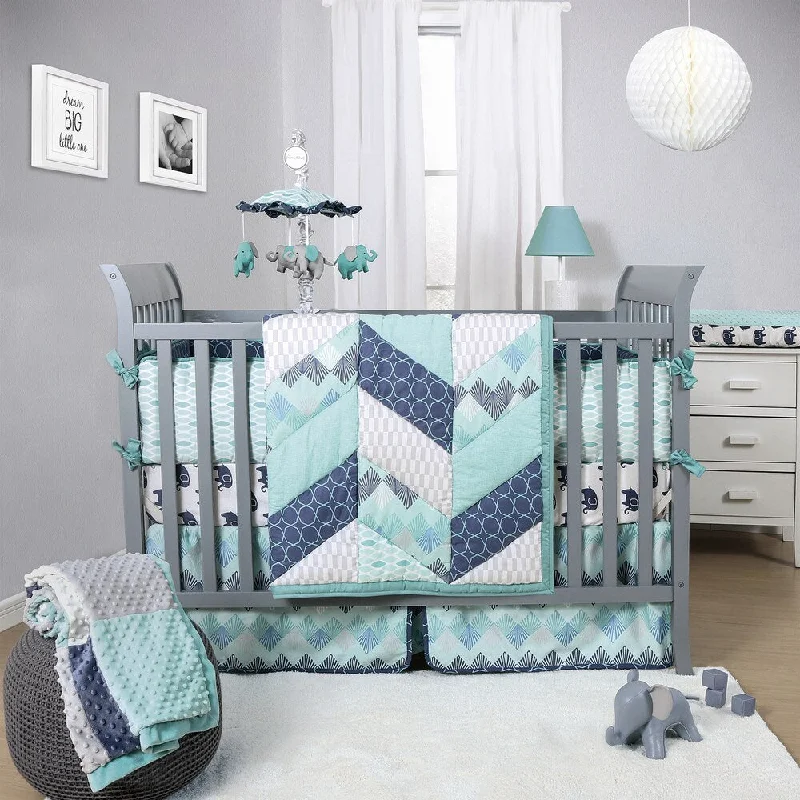 The Peanut Shell Mosaic 3-piece Boy's Crib Bedding Set