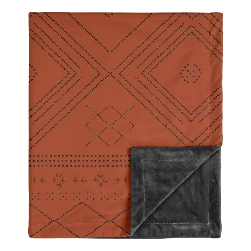 Tribal Boho Dot Boy Girl Baby Receiving Security Swaddle Blanket - Rust Orange Black Woodland Bohemian Southwest Geometric Arrow